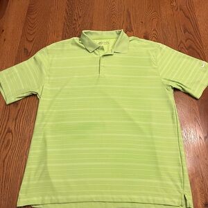 Nike Golf Fit Dry Men's Apple Green Striped Short Sleeve Polo Shirt Size Large